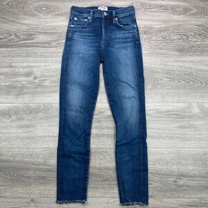 Agolde Jeans Womens 24 Blue Sophie High Rise Skinny Crop Raw Hem Distressed USA